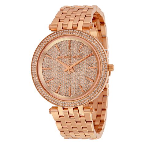 Michael Kors Ladies Darci Rose Gold Pave Watch MK3439